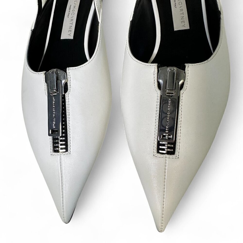 Stella McCartney White Zipit Slingback Flats EU 37 NWOT - Picture 5 of 16